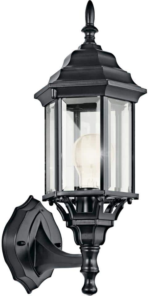 KICHLER Chesapeake 17 in. 1-Light Black Outdoor Hardwired Wall Lantern Sconce with No Bulbs Included (1-Pack)