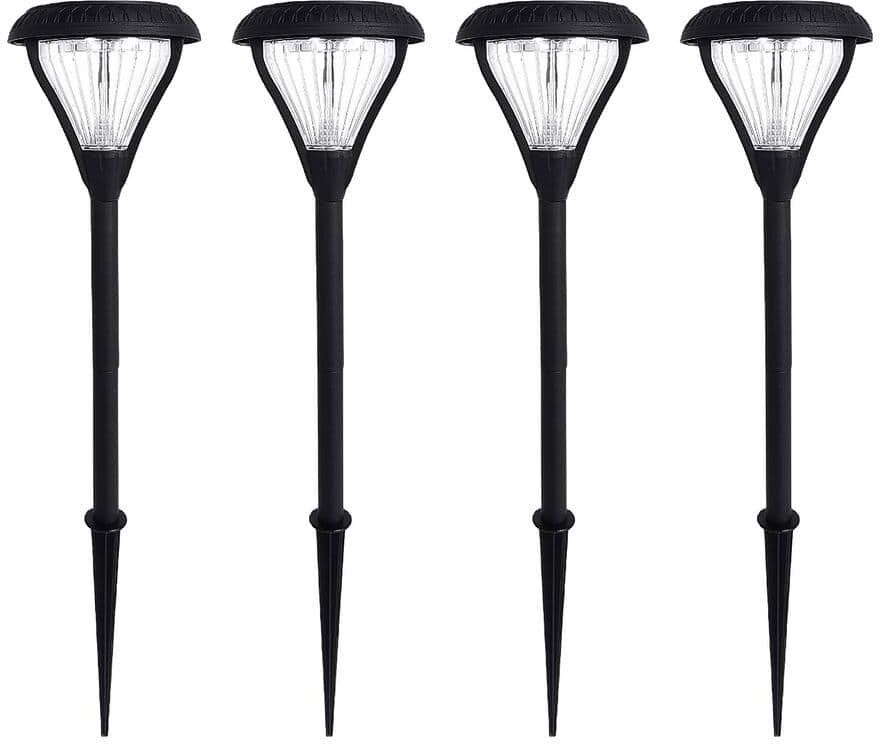 GAMA SONIC Premier Black Black Outdoor Garden Solar Warm White LED Pathway Landscape Light with Dual Color Temparture (4-Pack)