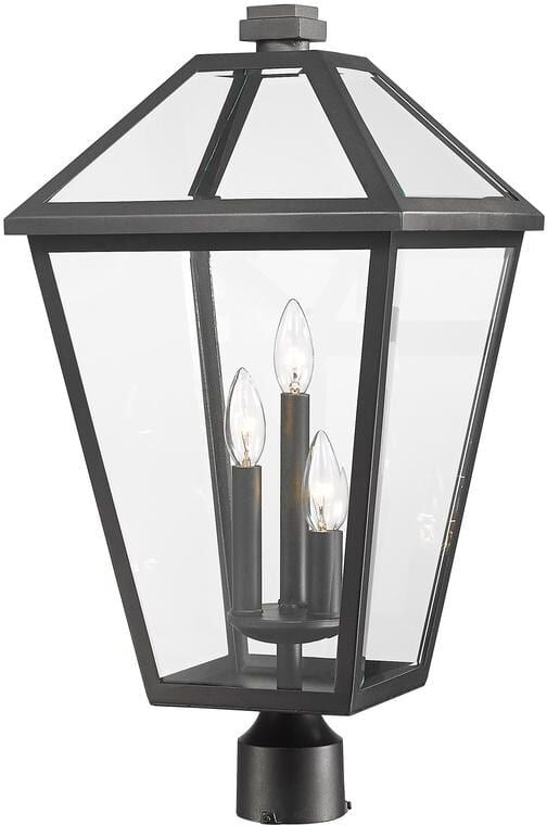 Talbot 3-Light Black 23.75 in. Steel Hardwired Outdoor Weather Resistant Post Light Round Fitter with No Bulb Included