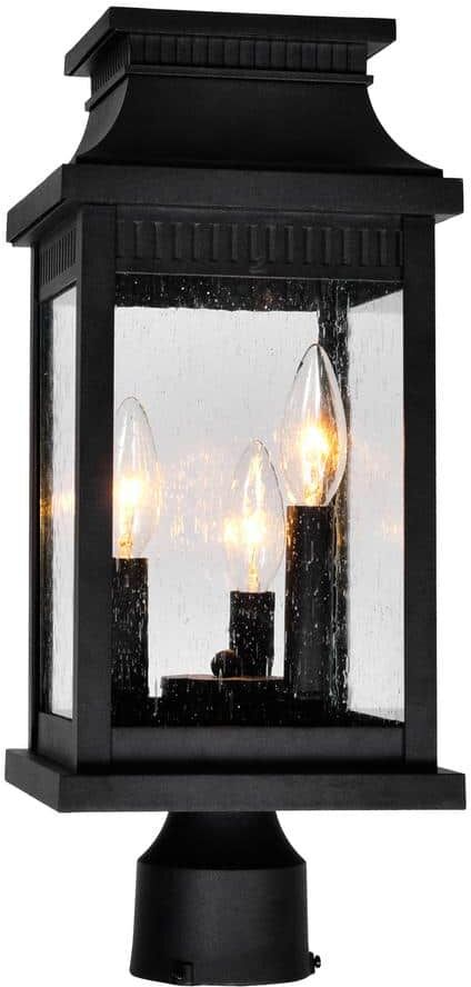 CWI Lighting Milford 3 Light Outdoor Black Lantern Head