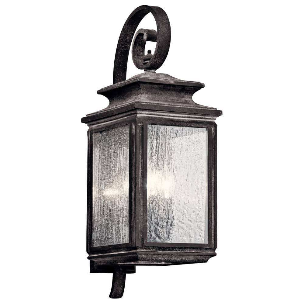 KICHLER Wiscombe Park 4-Light Weathered Zinc Outdoor Hardwired Wall Lantern Sconce with No Bulbs Included (1-Pack)