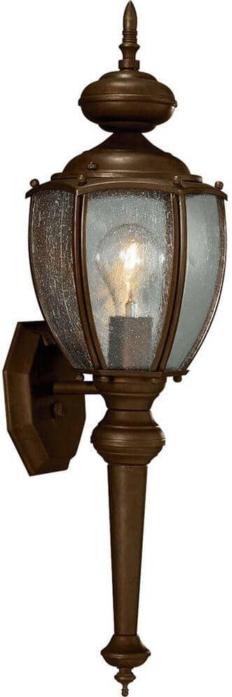 Progress Lighting Roman Coach Collection 1-Light Antique Bronze Clear Seeded Glass Traditional Outdoor Medium Wall Lantern Light