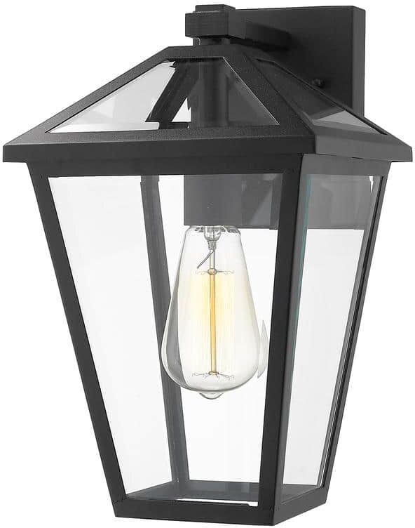 Talbot Black Outdoor Hardwired Lantern Wall Sconce with No Bulbs Included