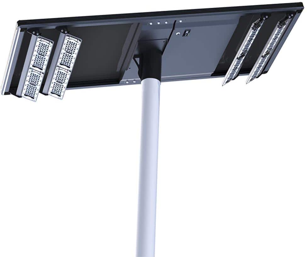 eLEDing 1500- Watt Equivalent Integrated LED Black Dual Head Solar Area Light 6000K for Street Parking Lot Garden