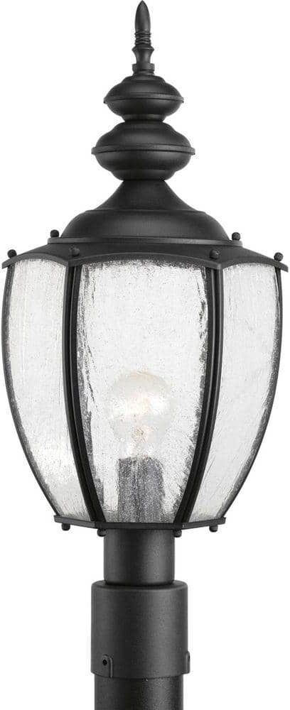 Progress Lighting Roman Coach Collection 1-Light Textured Black Clear Seeded Glass Traditional Outdoor Post Lantern Light