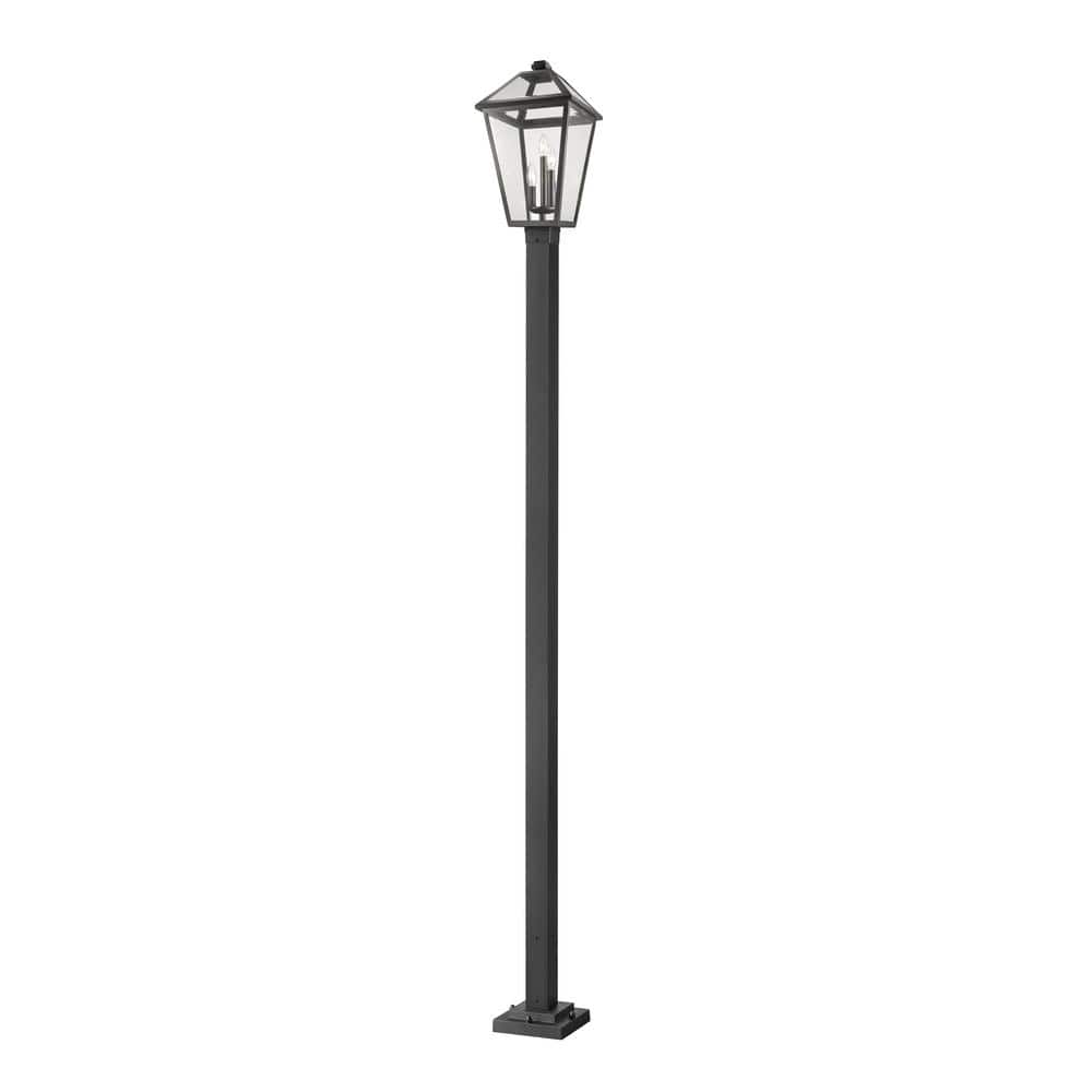 Talbot 117.25 in. 3-Light Black Metal Hardwired Outdoor Weather Resistant Post Light Set with No Bulb included