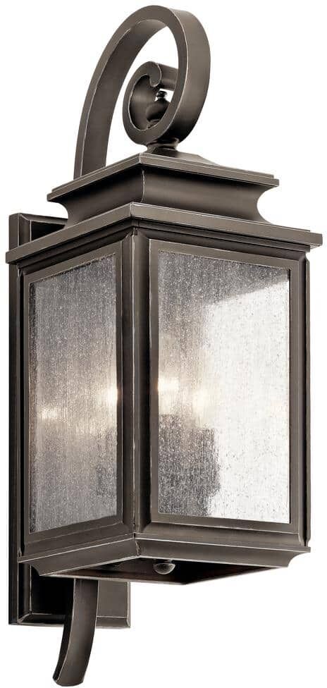 KICHLER Wiscombe Park 3-Light Olde Bronze Outdoor Hardwired Wall Lantern Sconce with No Bulbs Included (1-Pack)