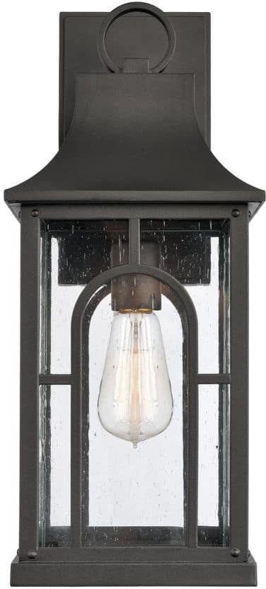 Titan Mechanist 17.75 in. H 1-Light Outdoor Textured Black Sconce