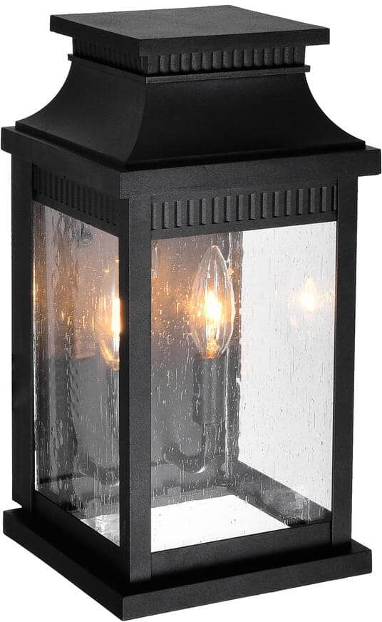 CWI Lighting Milford 2 Light Outdoor Black Wall Lantern