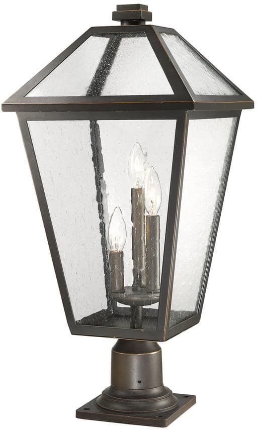 Talbot 25 .75 in. 3-Light Bronze Metal Hardwired Outdoor Weather Resistant Pier Mount Light with No Bulb in.cluded