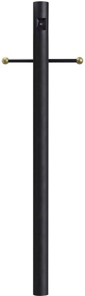 SOLUS 7 ft. Black Outdoor Direct Burial Lamp Post with Cross Arm and Auto Dusk-Dawn Photocell fits 3 in. Post Top Fixtures