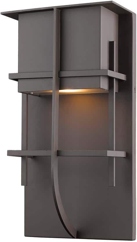 Stillwater 14-Watt 14.75 in. Bronze Integrated LED Aluminum Hardwired Outdoor Weather Resistant Barn Wall Sconce Light