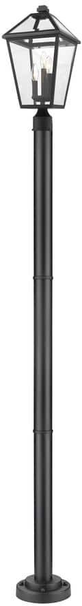 Talbot 3-Light Black 100.25 in. Aluminum Hardwired Outdoor Weather Resistant Post Light Set with No Bulb Included