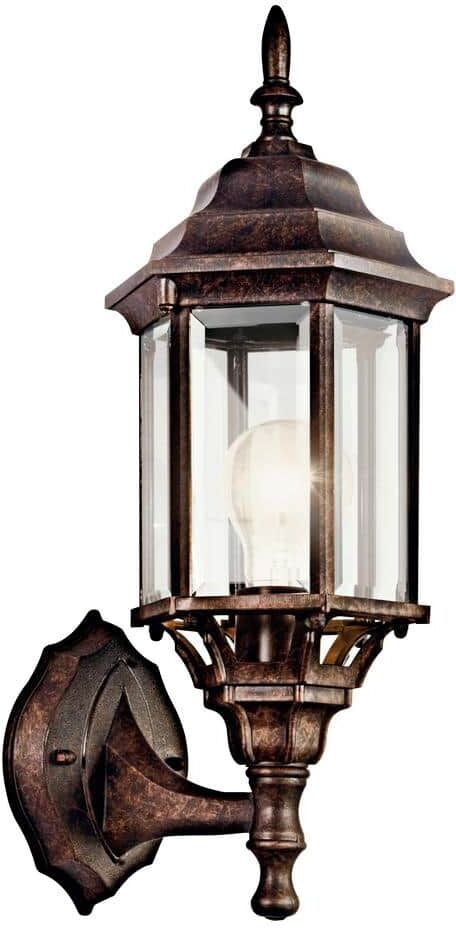 KICHLER Chesapeake 17 in. 1-Light Tannery Bronze Outdoor Hardwired Wall Lantern Sconce with No Bulbs Included (1-Pack)