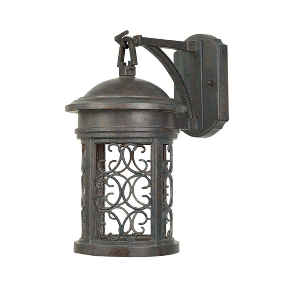 Designers Fountain Ellington 16.25 in. Mediterranean Patina 1-Light Outdoor Line Voltage Wall Sconce with No Bulb Included