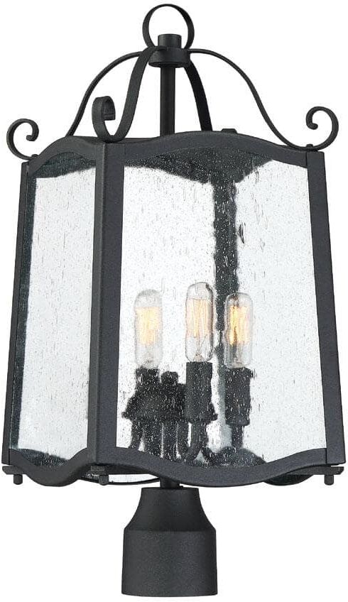 Designers Fountain Glenwood 4-Light Black Steel Line Voltage Outdoor Weather Resistant Post Light with No Bulb Included