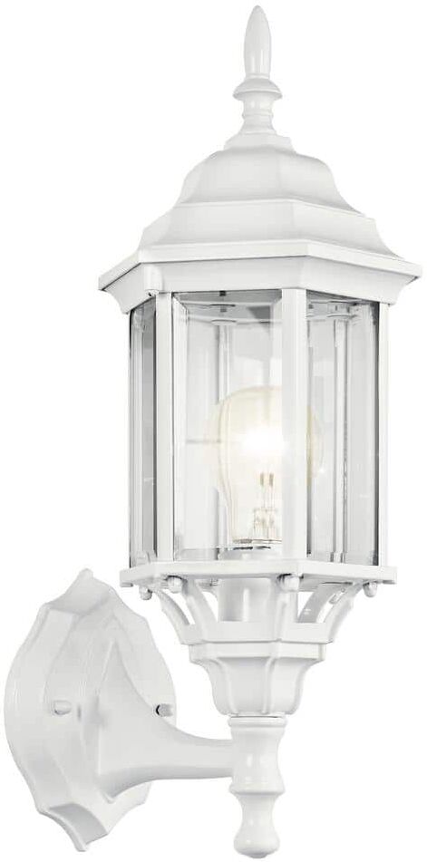 KICHLER Chesapeake 17 in. 1-Light White Outdoor Hardwired Wall Lantern Sconce with No Bulbs Included (1-Pack)