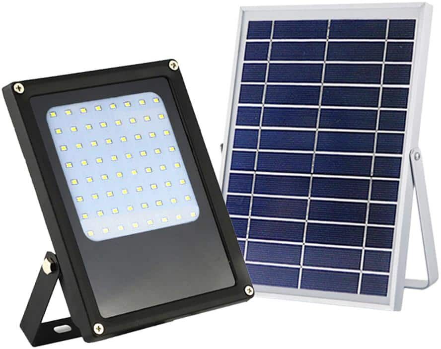 eLEDing Solar Powered 6-Watt Black Outdoor Integrated LED Landscape Flood Light with Bright Selectable for Safety and Decoration