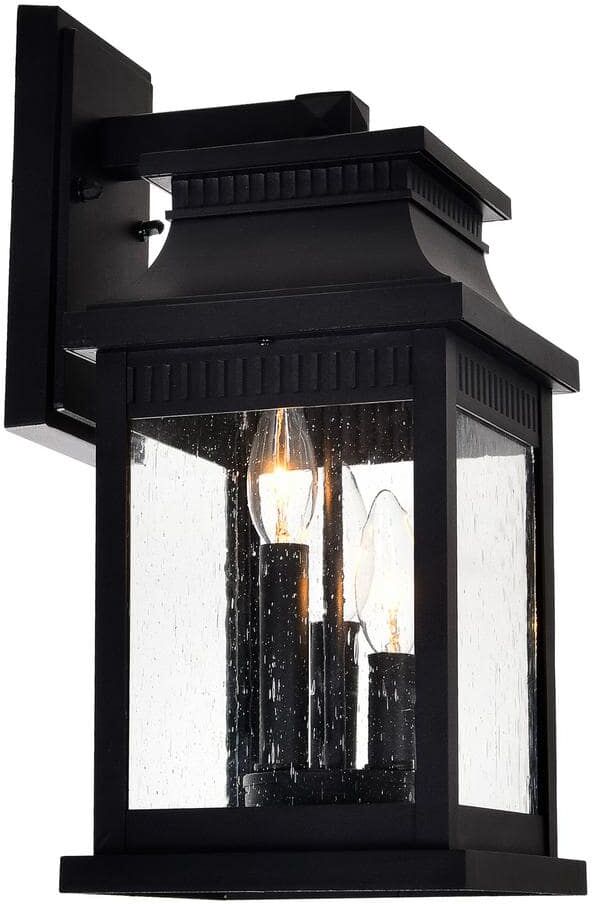 CWI Lighting Milford 3 Light Outdoor Black Wall Lantern