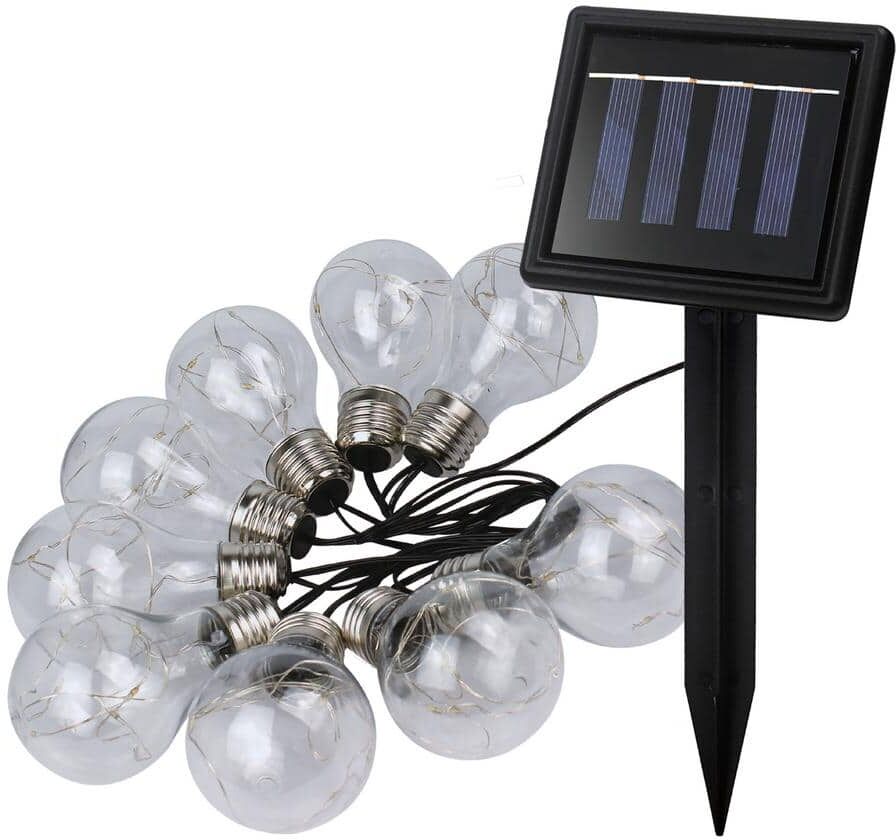 NATURE POWER Outdoor 64 in. Solar LED Edison Integrated LED String Lights