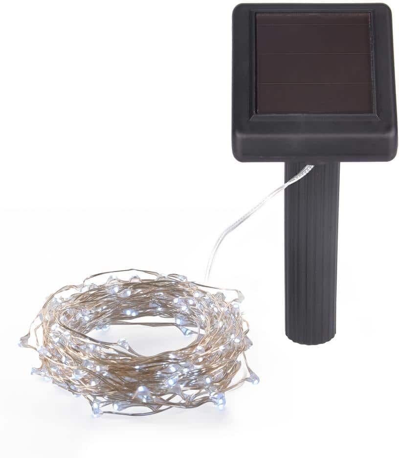 Hunnykome Outdoor 36 ft. Solar Micro LED String Light with 200 Cool White LEDs