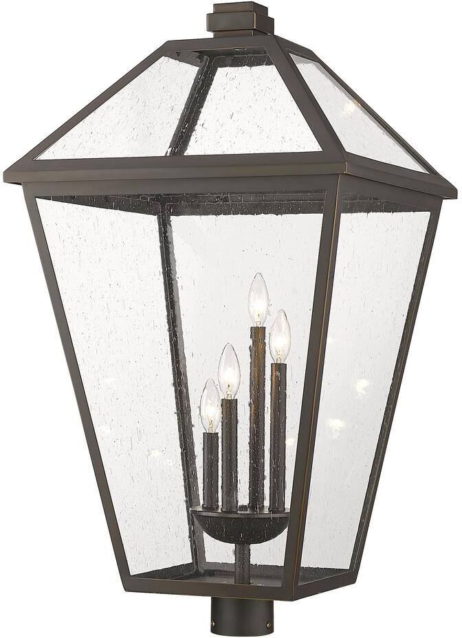 Talbot 4-Light Oil Rubbed Bronze Stainless Steel Hardwired Outdoor Weather Resistant Post Light with No Bulbs Included