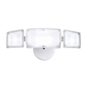 AWSENS 3-Light White Outdoor Integrated LED Security Flood Light Wall or Eave Mount Flood Light