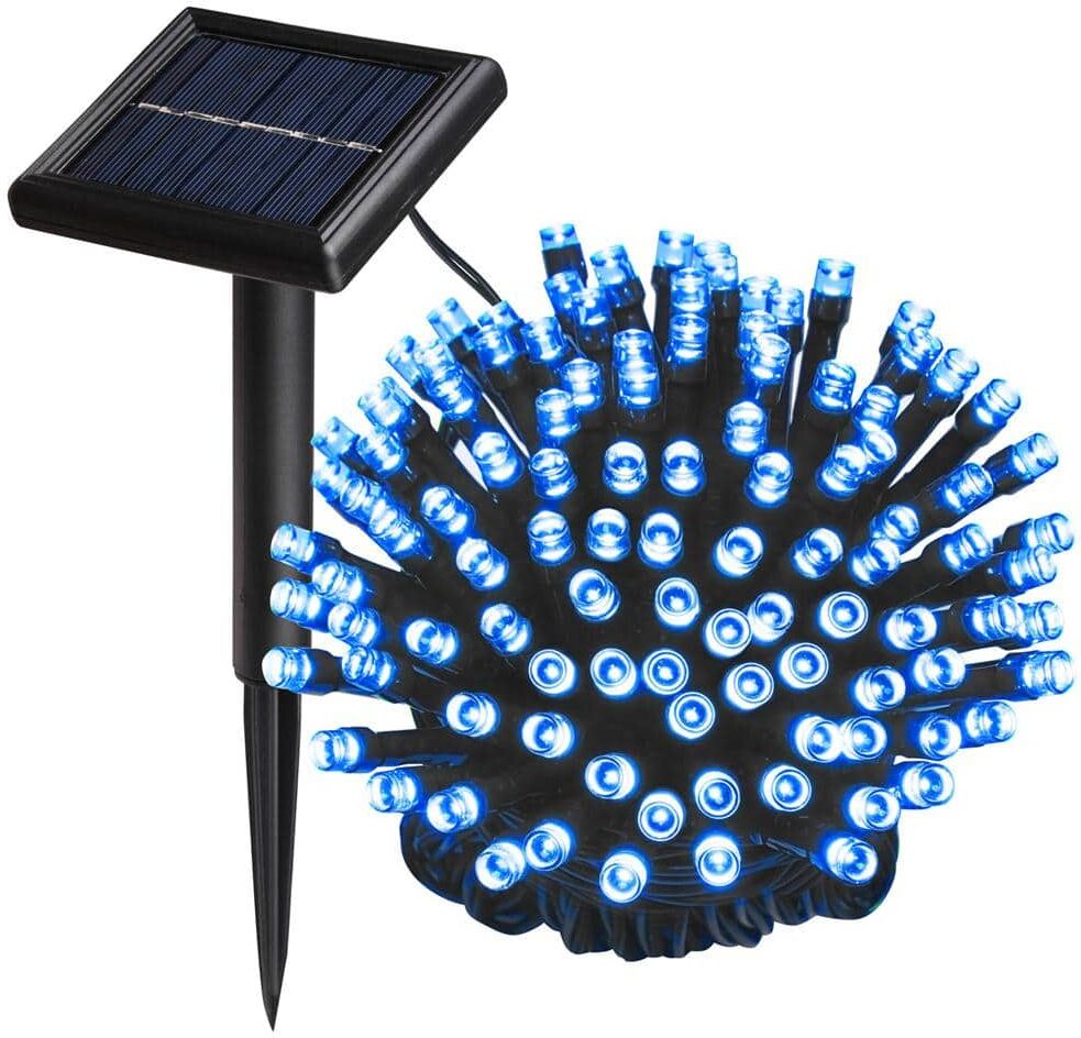 Etokfoks Blue 100-Light 36 ft. Outdoor Solar Integrated LED Fairy String -Light