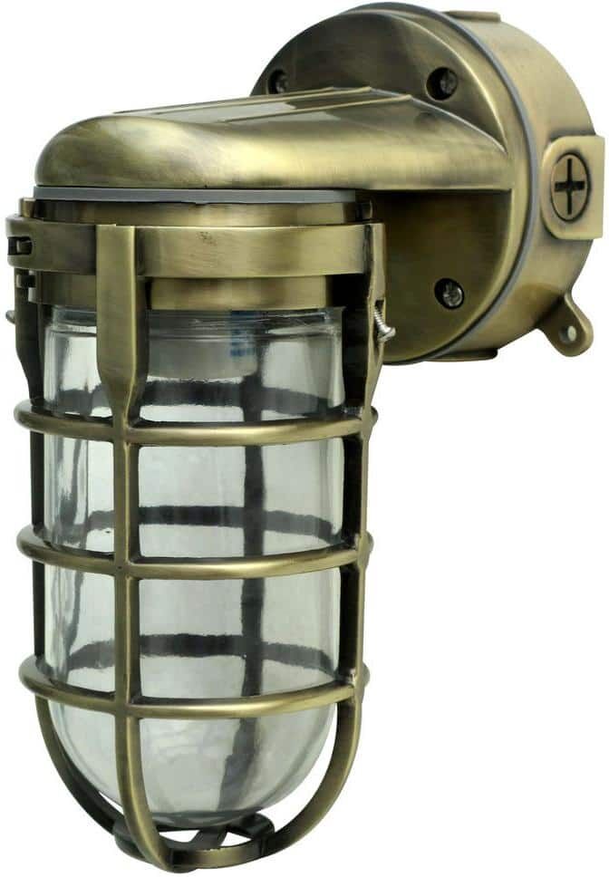 Southwire Industrial 1-Light Antique Brass Outdoor Weather Tight Flushmount Wall Light Fixture