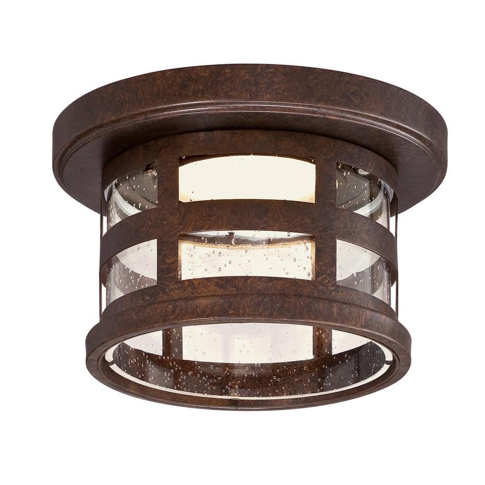 Design House Washburn 1-Light Rustic Bronze Integrated LED Indoor/Outdoor Flush Mount Ceiling Light