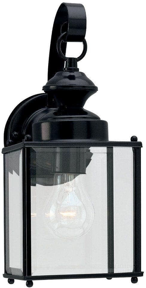 Generation Lighting Jamestown Collection 1-Light Outdoor Traditional Black Wall Lantern Sconce