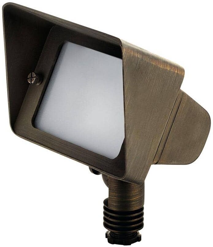 KICHLER Low Voltage Centennial Brass Hardwired Dual Socket Landscape Flood Light with No Bulbs Included