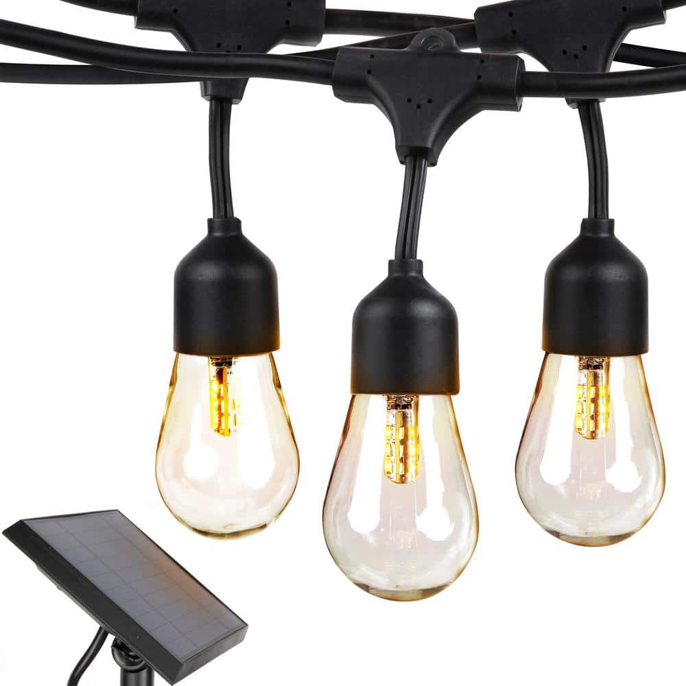 Brightech Ambience Pro 12-Light 27 ft. Outdoor Solar 1W 3000k LED S14 Hanging Edison Bulb String-Light