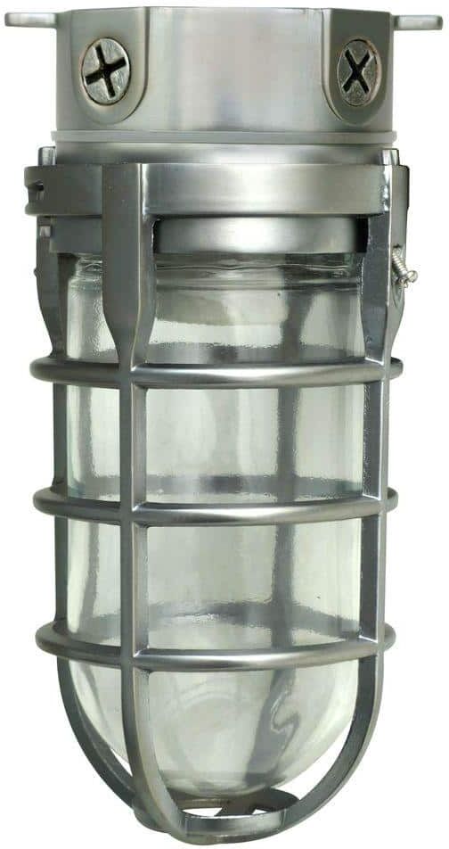 Southwire Industrial 1-Light Brushed Steel Outdoor Weather Tight Flushmount Light Fixture