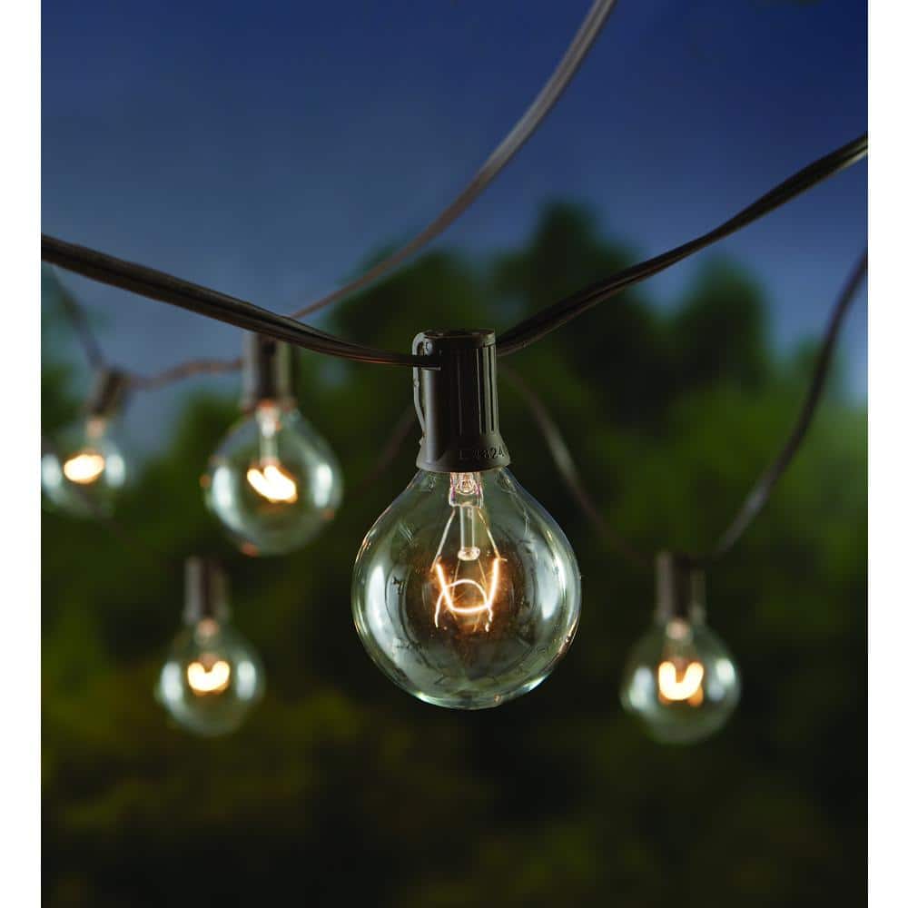 Hampton Bay Outdoor/Indoor 12 ft. Plug-In G50 Incandescent Clear Bulbs Cafe String Light (3-Pack)