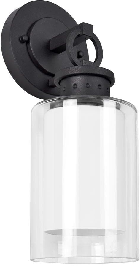 Design House Hansen Modern 1-Light Textured Black Outdoor Wall Lantern Sconce