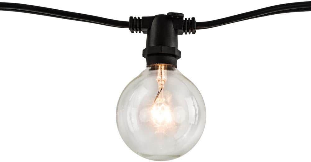 Bulbrite Outdoor/Indoor 14 ft. Plug-in G16 Incandescent Black String Light with Vintage Style Bulbs Included 10 Sockets (2-Pack)