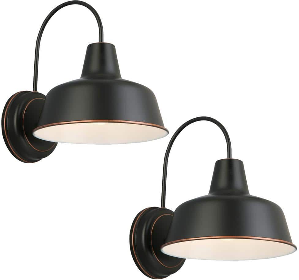 Design House Mason 1-Light Oil Rubbed Bronze Hardwired Indoor/Outdoor Wall Lantern Sconce (2-Pack)