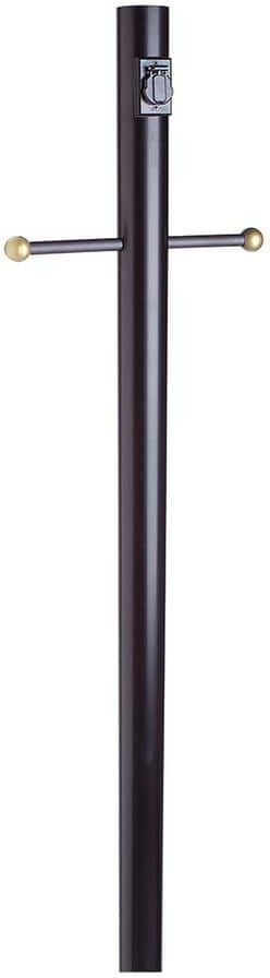 Design House 80" Black Outdoor Lamp Post with Cross Arm and Outlet for 3" Post Top Light Fixtures