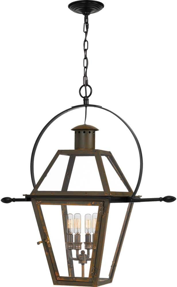 Quoizel Rue De Royal 4-Light Bronze Outdoor Pendant Light