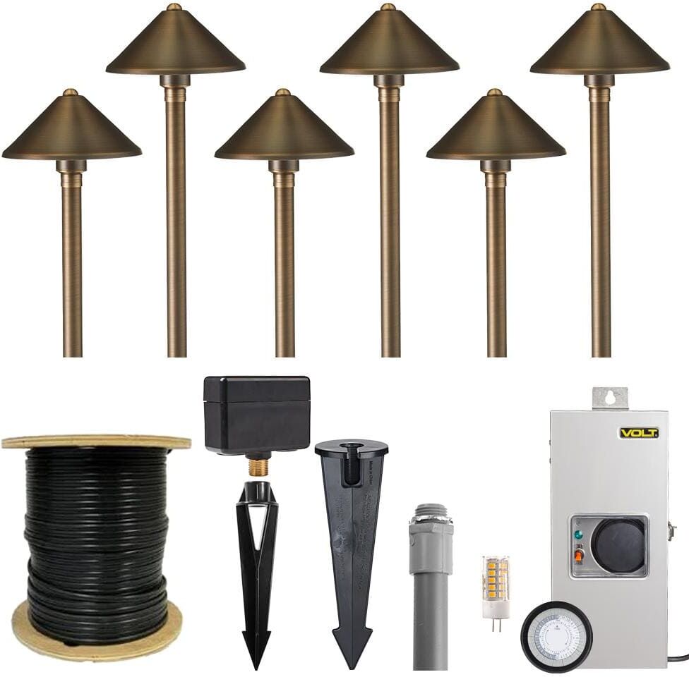 Low Voltage Cast Brass Conehead Bronze Path Light Kit (6-Pack)