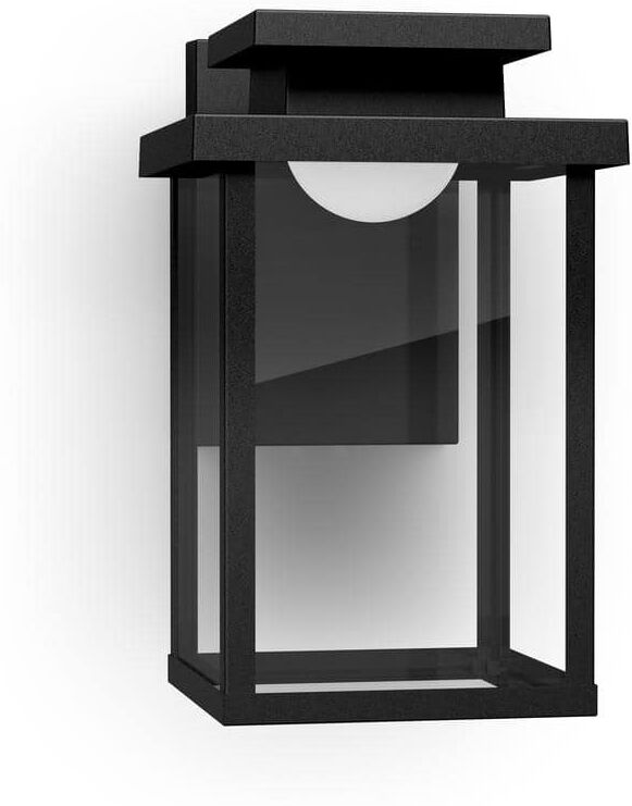 Philips Outdoor Black Hardwired Smart Wall Light Lantern Sconce with Integrated LED Bright White (3000K) (1-Pack)