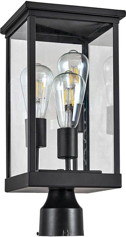 Design House Mayfield 3-Light Matte Black Aluminum Hardwired Indoor/Outdoor Weather Resistant Post Light with No Bulbs Included