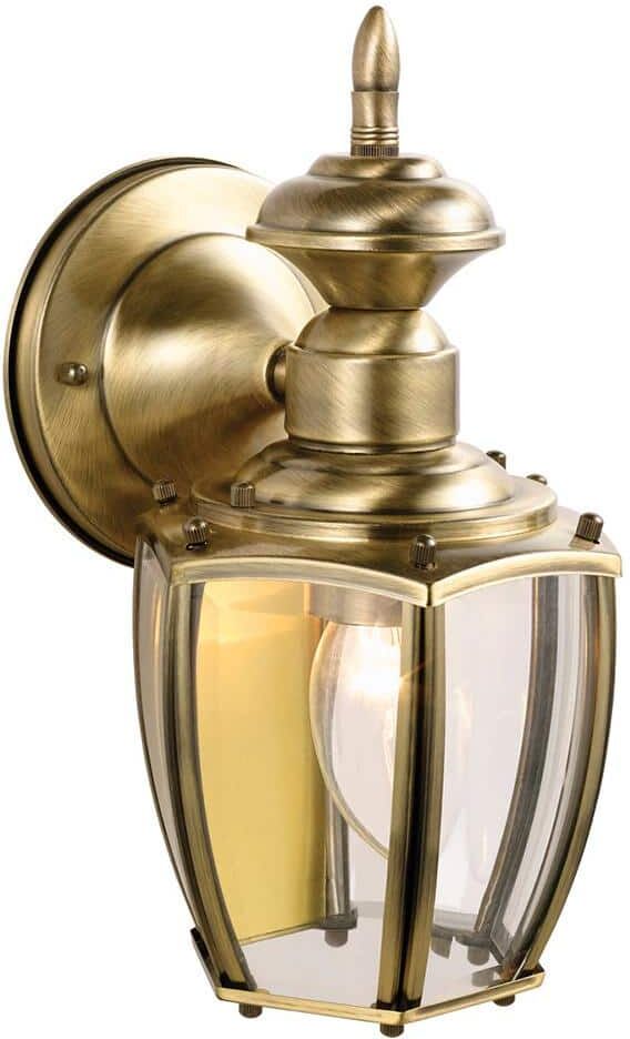 Design House Jackson Solid Antique Brass Outdoor Wall Lantern Sconce