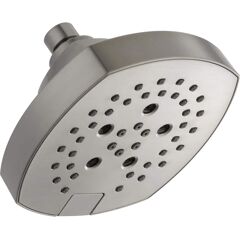 Delta Stryke 5-Spray Patterns 1.75 GPM 6 in. Wall Mount Fixed Shower Head with H2Okinetic in Stainless