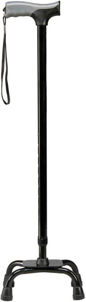 Carex Health Brands Soft Grip Quad Foot Cane in Black