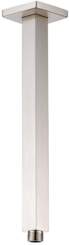 RAINLEX 12 in. 300 mm sq. Ceiling Mount Shower Arm and Flange, Brushed Nickel