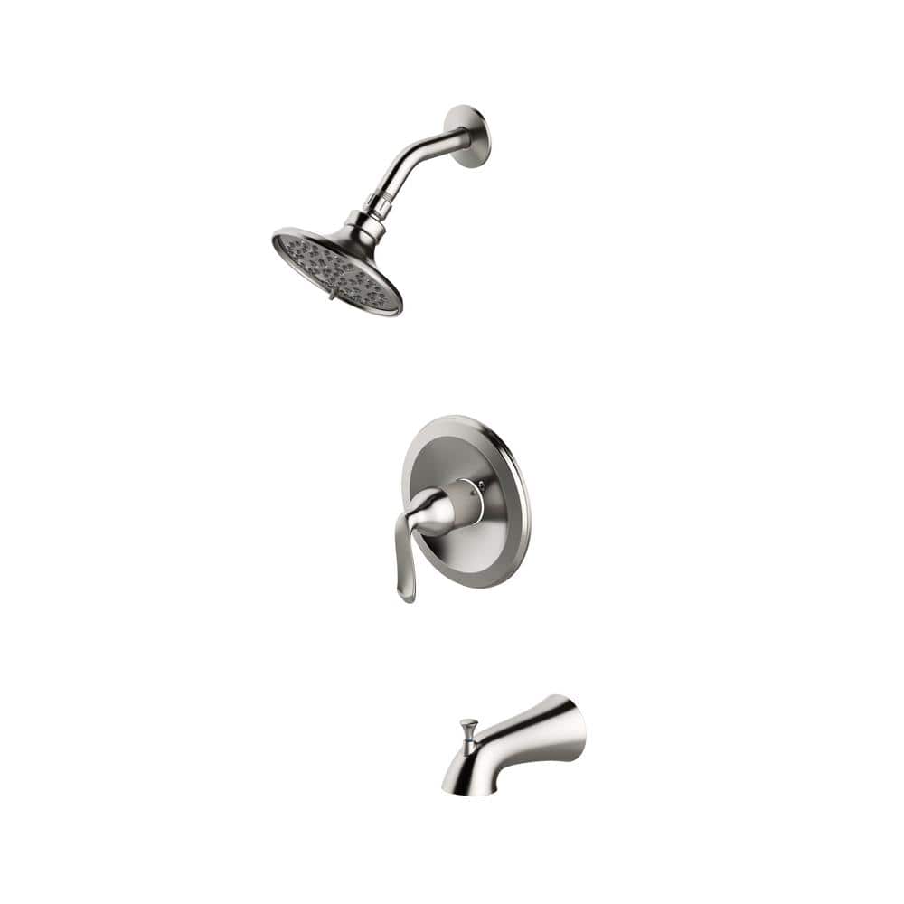 JACUZZI Piccolo Single-Handle 5-Spray Tub and Shower Faucet in Brushed Nickel (Valve Included)