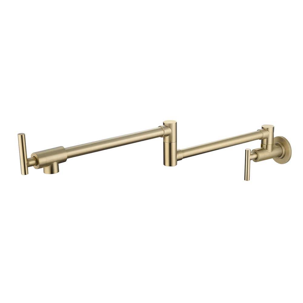 Tahanbath Wall Mounted Pot Filler with Lever Handle in Brushed Gold