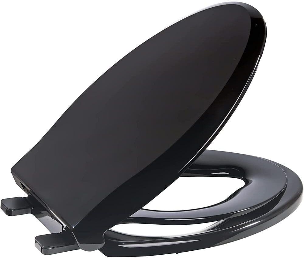 ELLO&ALLO Slow Close Children's Elongated Closed Front Toilet Seat in Black